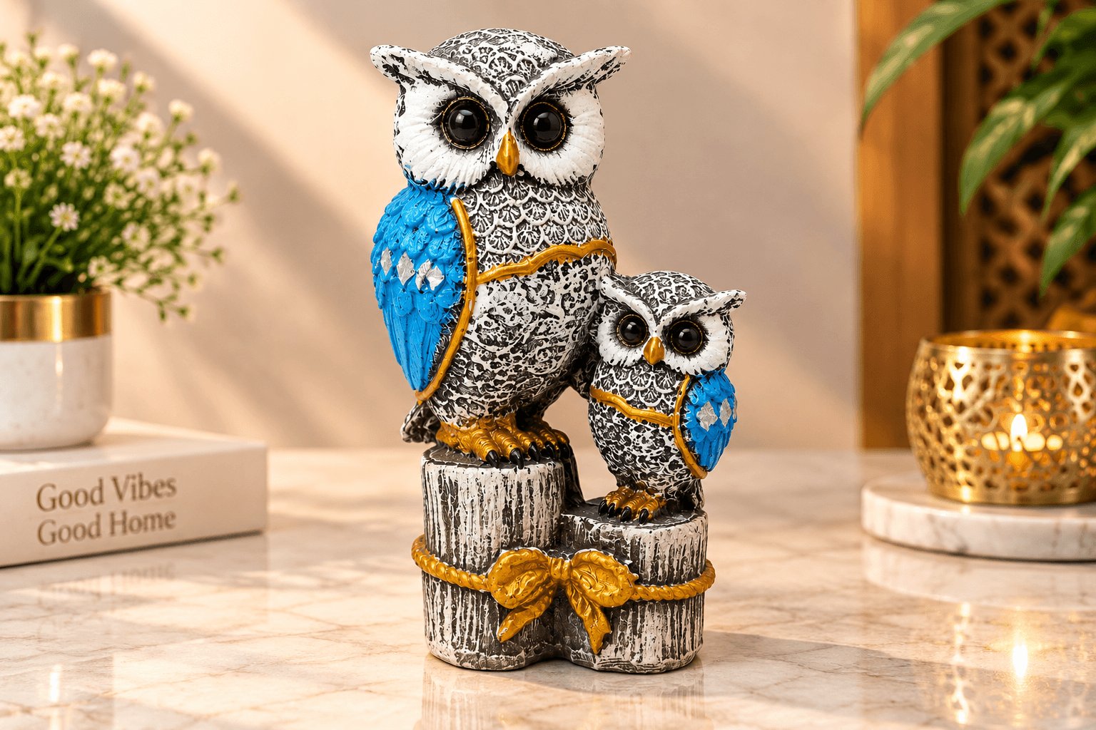 Owl Family Figurine – Decorative Owl Showpiece