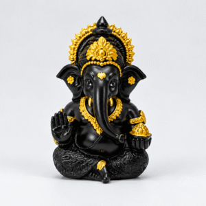 Black Gold Ganesha Idol – Lord Ganesh Murti for Home & Puja