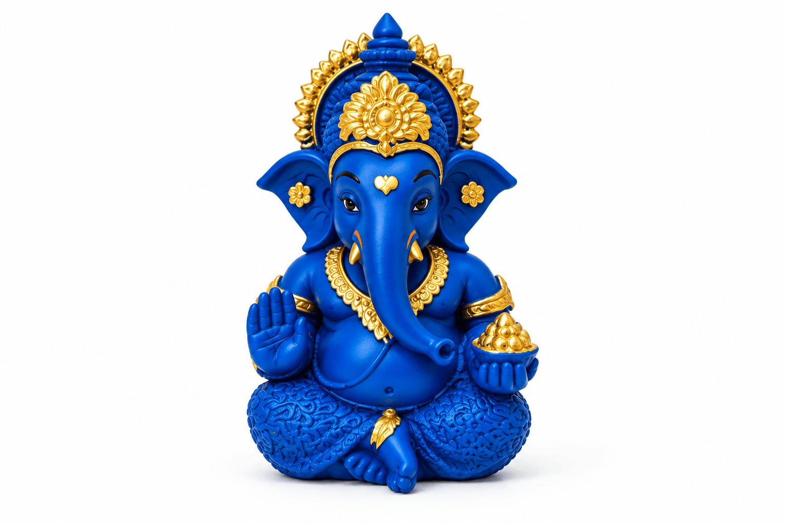 Blue Gold Ganesha Idol – Lord Ganesh Murti for Home & Puja - Image 2