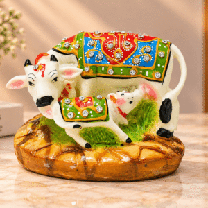 Kamdhenu Cow & Calf Idol – Polyresin Gau Mata Murti
