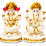 White & Gold Lakshmi Ganesha Idol Set – Polyresin