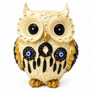 Decorative Owl Figurine with Dreamcatcher & Evil Eye