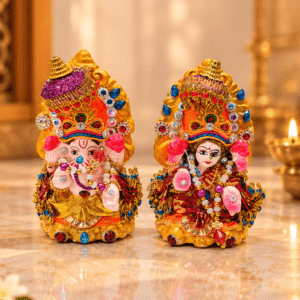 Colorful Lakshmi Ganesha Idol Set – Clay