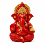 Red Gold Ganesha Idol – Lord Ganesh Murti for Home & Puja